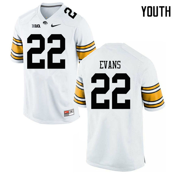 Youth #22 Samson Evans Iowa Hawkeyes College Football Jerseys Sale-White - Click Image to Close